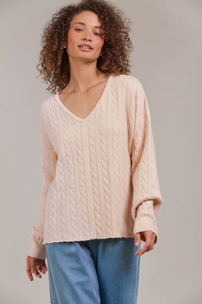 Palmer Cable Knit - Ecru LAST ONE 40% OFF!