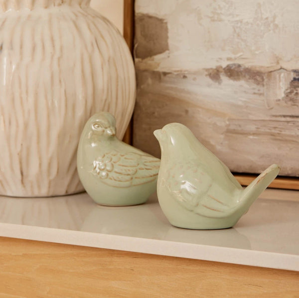 Swallow Ceramic Bird Light Green - 2 pc set
