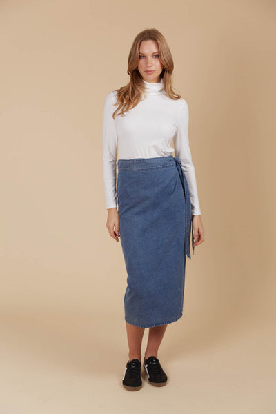 Freya Wrap Skirt - Denim LAST ONE NOW 40% OFF!