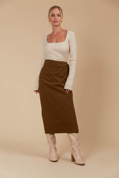 Freya Wrap Skirt - Toffee LAST ONE NOW 40% OFF!