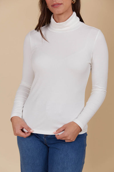 Naria Roll Neck Top - Ivory LAST ONE NOW 40% OFF!