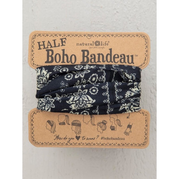 Boho Bandeau - Half - Black Cream Mandala