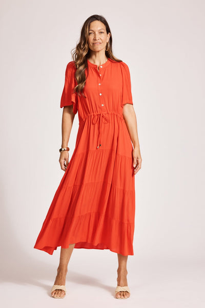 Alegria Tiered Maxi Dress - Coral