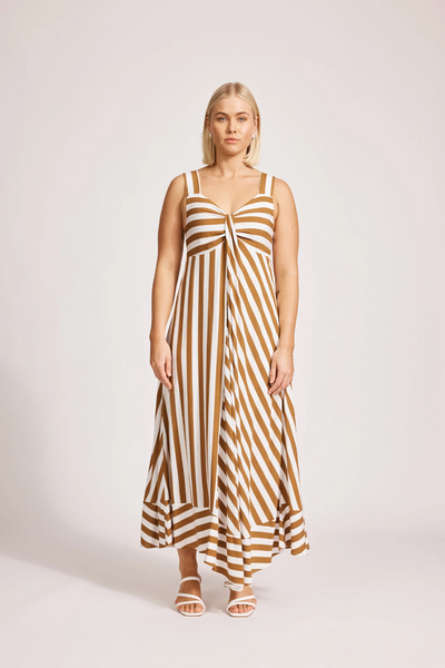 Treville Stripe Tank Maxi Dress - Caramel
