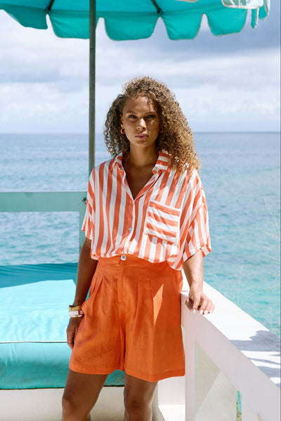 Treville Stripe Shirt - ONE SIZE - Coral