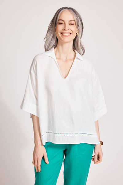 Miramar Collared Top - White