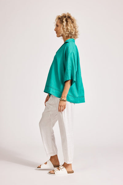 Miramar Collared Top - Lagoon