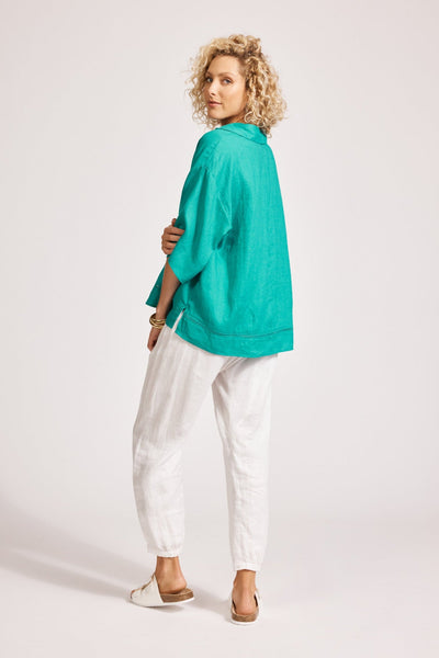 Miramar Collared Top - Lagoon