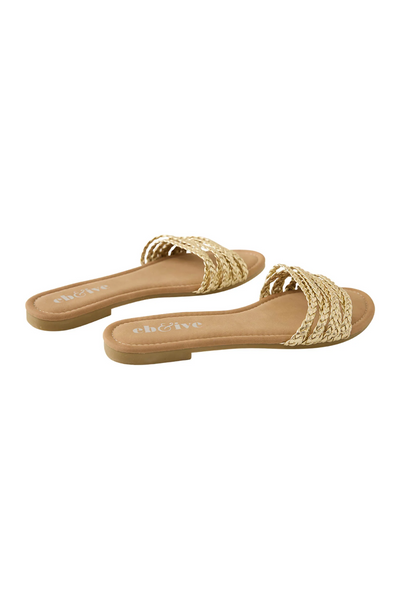 Miramar Plaited Sandal - Gold