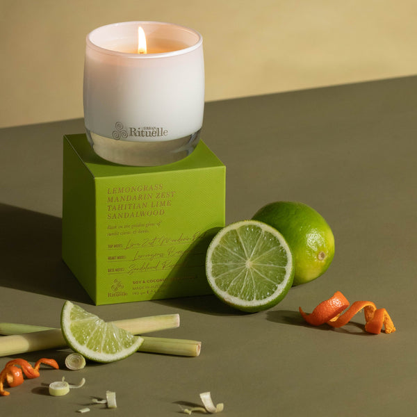 Lemongrass Mandarin Zest Tahitian Lime Sandalwood - Soy & Coconut Wax Candle