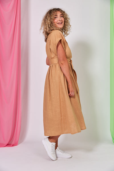 La Vie Shirt Dress - Caramel