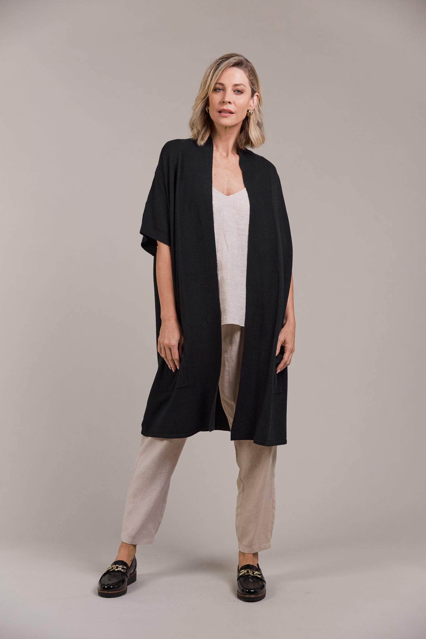 Palmer Vest Cardigan ONE SIZE - Black
