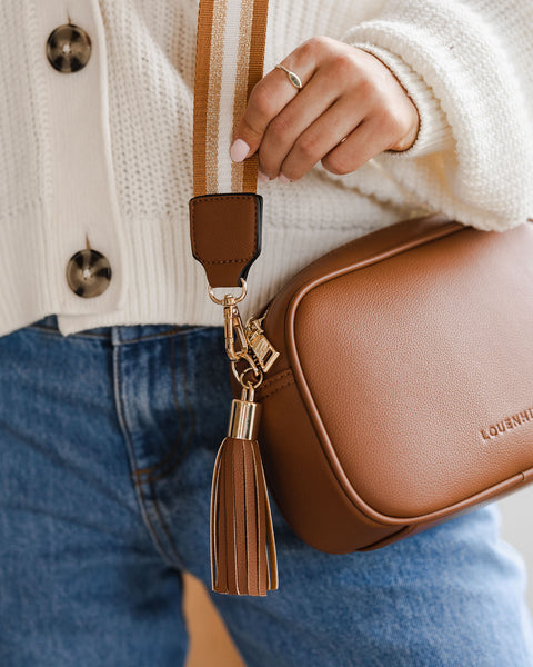 Jacinta Metallic Crossbody Bag - Tan