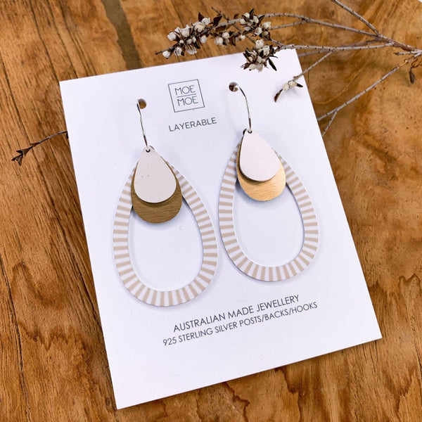 Basics Layered Outline Tear Hoop Earrings
