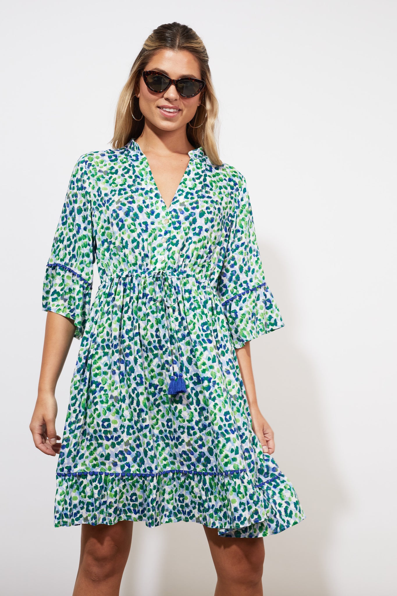Lamu Tie Dress - Savannah Blue