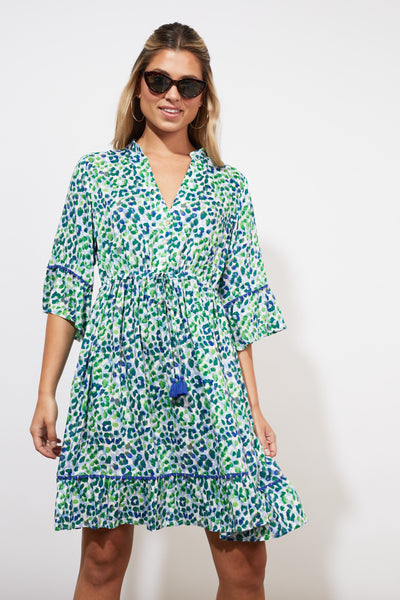 Lamu Tie Dress - Savannah Blue