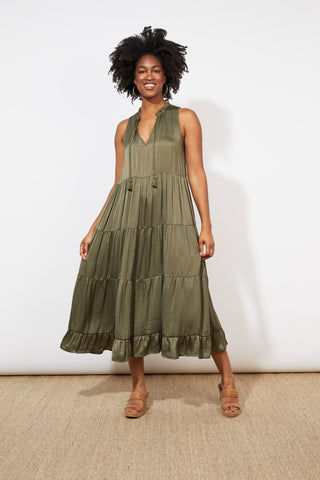 Barbados Tiered Maxi Dress - Khaki
