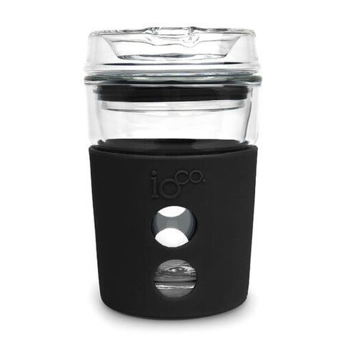 8oz Glass Coffee / Tea Travel Cup - Black