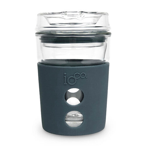 8oz Glass Coffee / Tea Travel Cup - Denim