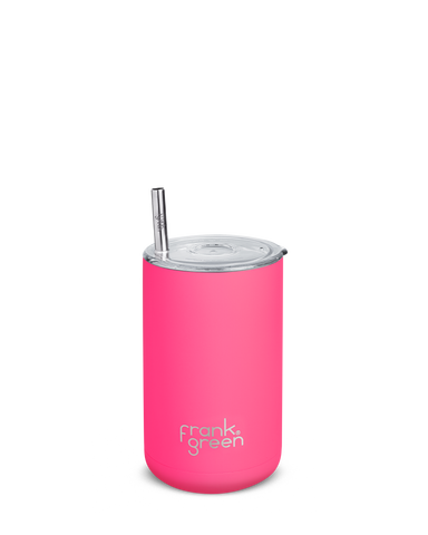 Iced Coffee Cup with Straw - Neon Pink