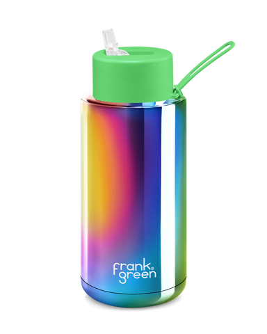 1Ltr Reusable Ceramic Bottle - Chrome Rainbow