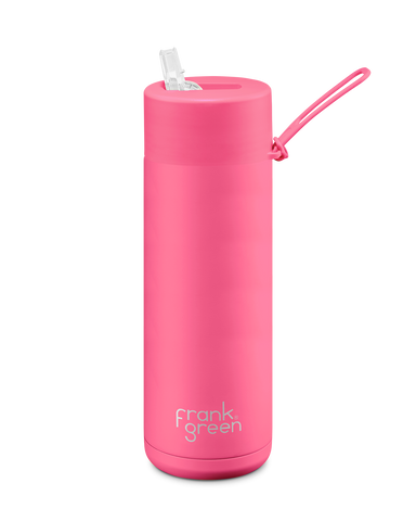 595ml Reusable Ceramic Bottle - Neon Pink