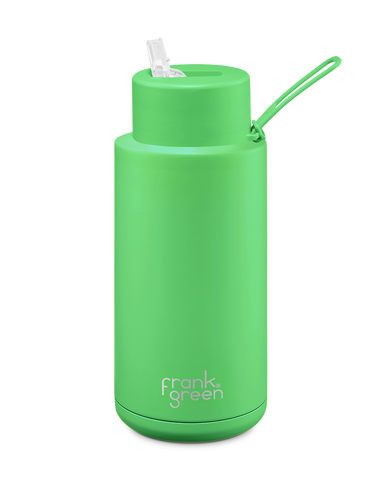 1Ltr/ 34oz Reusable Ceramic Bottle - Neon Green