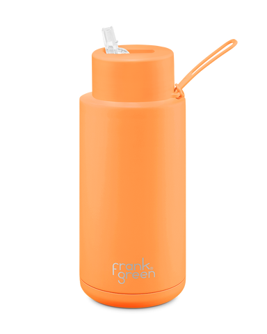 1Ltr Reusable Ceramic Bottle - Neon Orange
