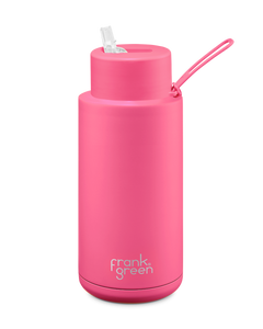 1Ltr/ 34oz Reusable Ceramic Bottle - Neon Pink