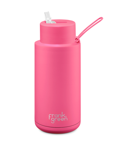 1Ltr/ 34oz Reusable Ceramic Bottle - Neon Pink
