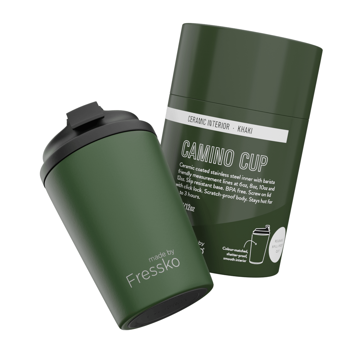 Ceramic Camino 340ml/12oz Travel Cup - Khaki