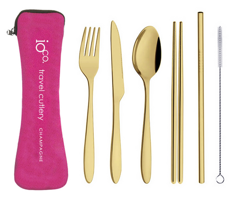 Reusable Cutlery Set - Champagne Gold Stainless Steel