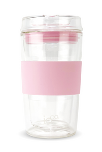 12oz Glass Coffee / Tea Travel Cup - Marshmellow