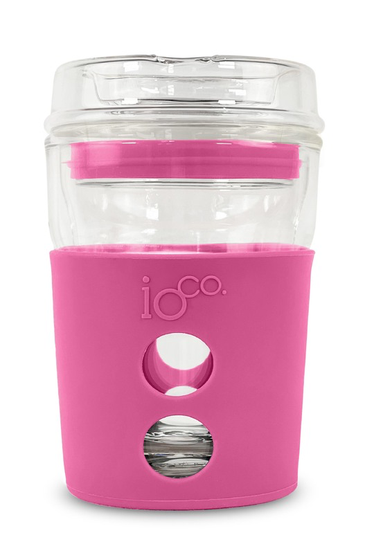 8oz Glass Coffee / Tea Travel Cup - Bossy Pink