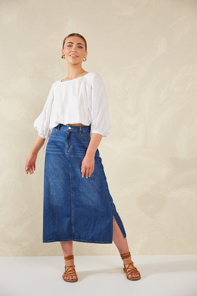 Palermo Drawstring Top - Bianco - Now 30% Off!