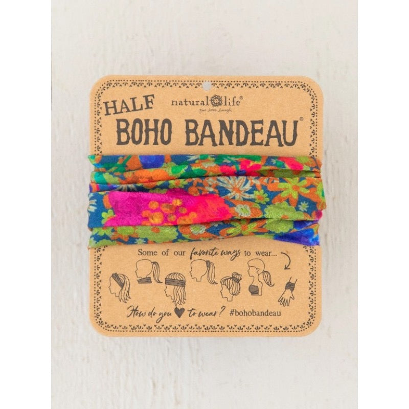Boho Bandeau - Half - Blue/Pink Daisies