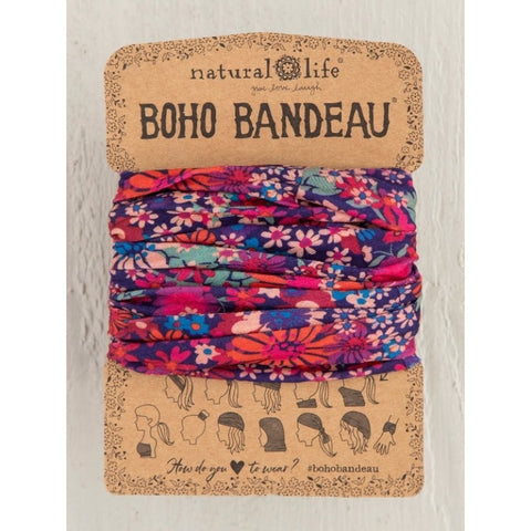 Boho Bandeau - Dark Red Pink Floral