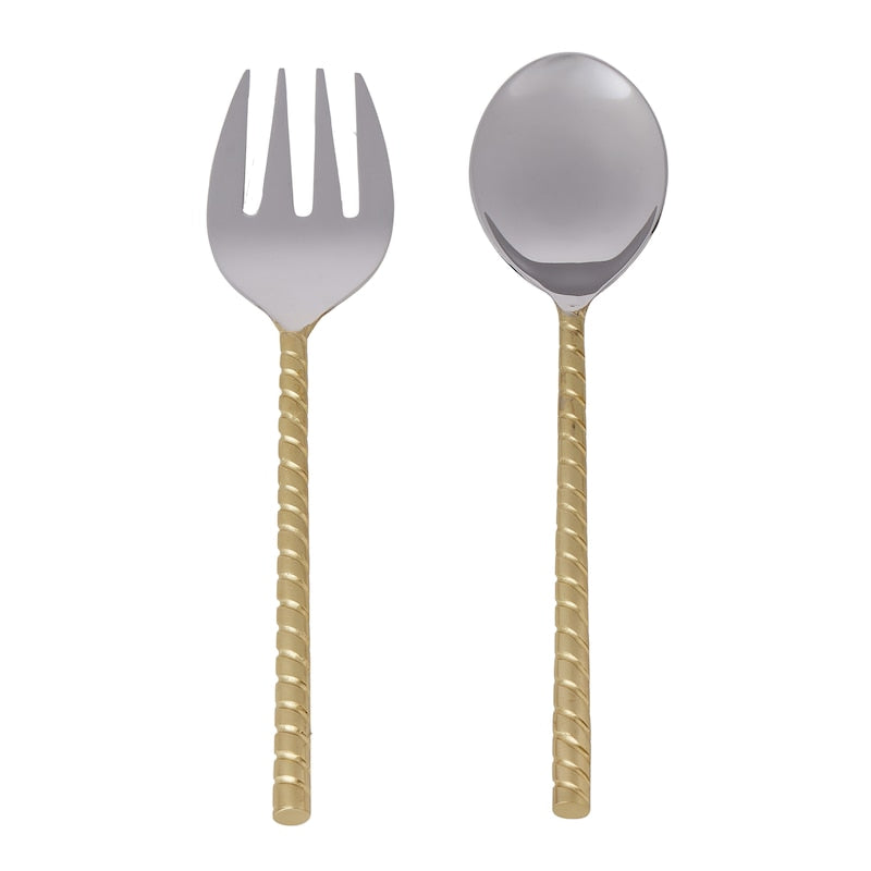 Davis & Waddell Twisted Gold Handle Salad Servers 2pcs Set