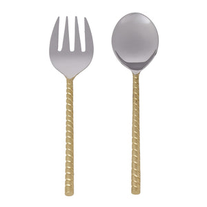 Davis & Waddell Twisted Gold Handle Salad Servers 2pcs Set