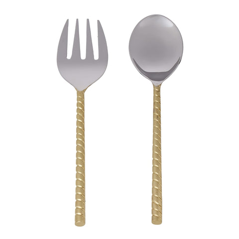 Davis & Waddell Twisted Gold Handle Salad Servers 2pcs Set
