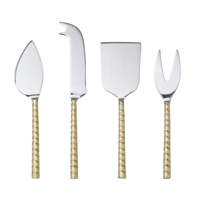 Davis & Waddell Twisted Gold Handle Cheese Knife Set of 4