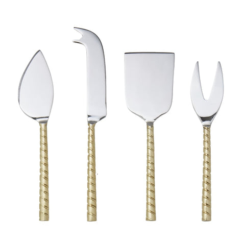 Davis & Waddell Twisted Gold Handle Cheese Knife Set of 4
