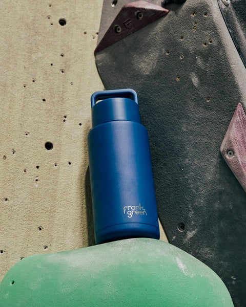 1Ltr/ 34oz Reusable Ceramic Bottle (Grip Finish) - Deep Ocean
