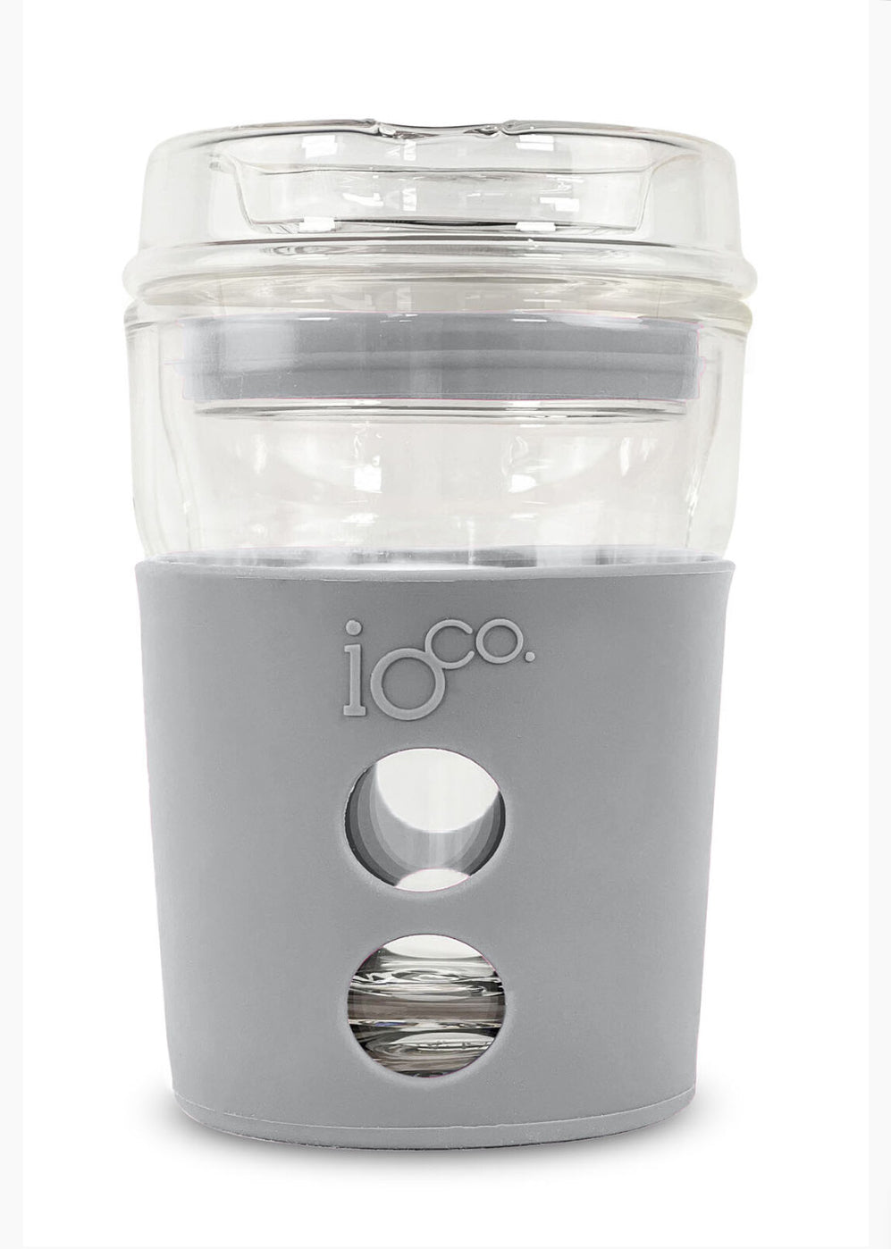 8oz Glass Coffee / Tea Travel Cup - Grey Gum