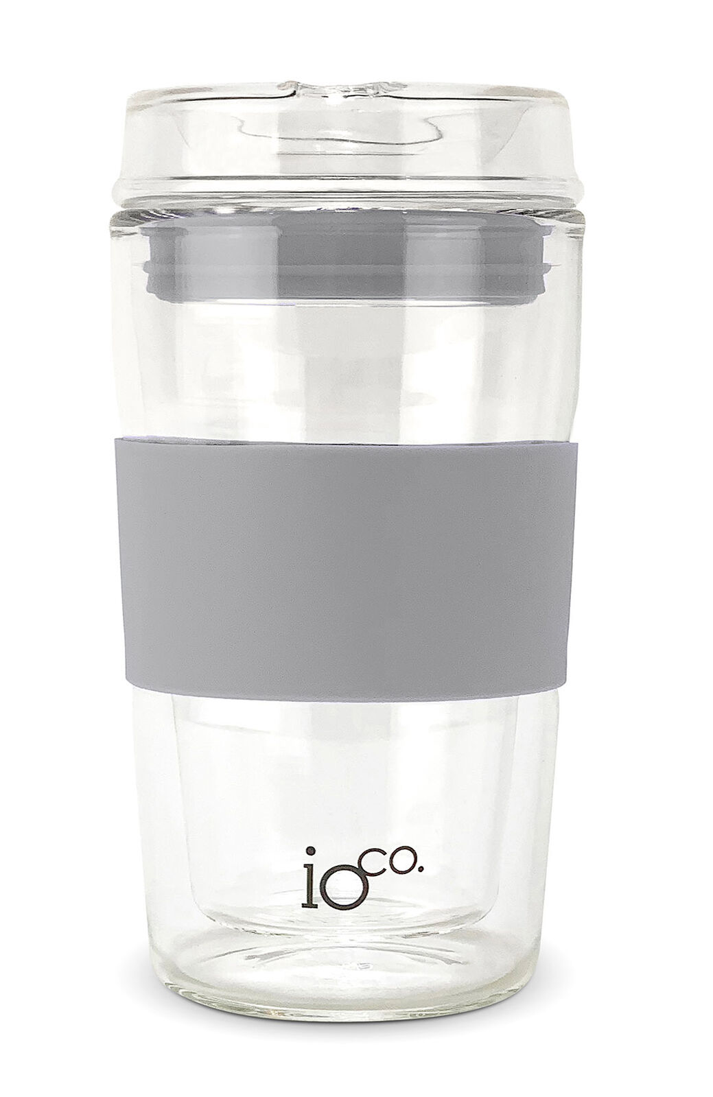 12oz Glass Coffee / Tea Travel Cup - Grey Gum