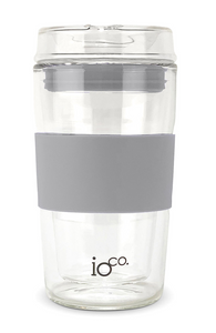 12oz Glass Coffee / Tea Travel Cup - Grey Gum