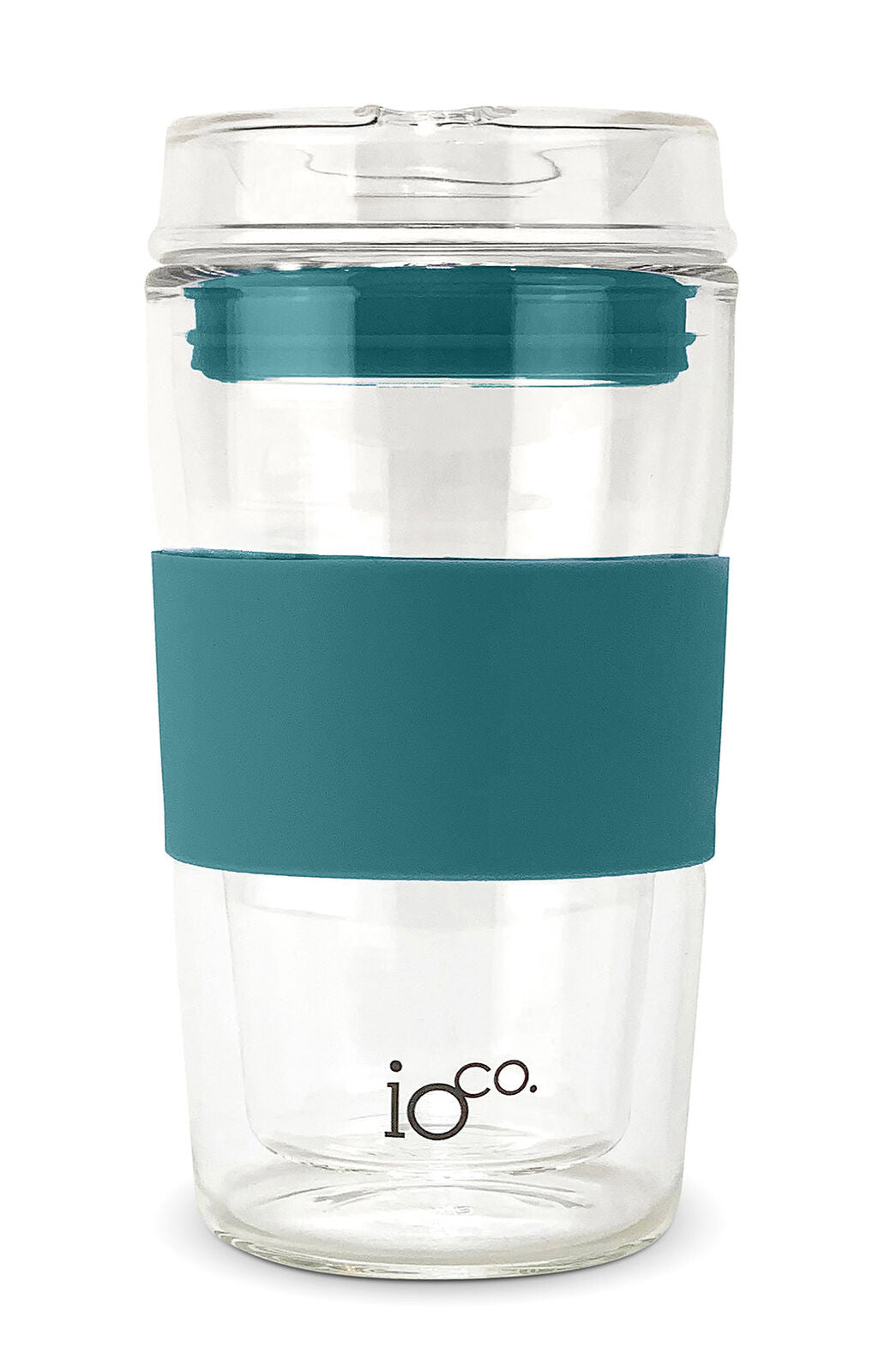 12oz Glass Coffee / Tea Travel Cup - Peacock Green