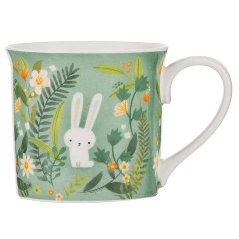 Playful Bunnies Mug - Green Bunny Garden
