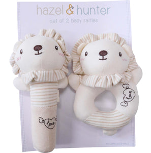 Hazel & Hunter -  Baby Rattles Set of 2 - Lion