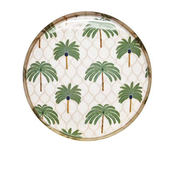 Palm Round Serving Tray Large 35 x 2.5cm - Gold